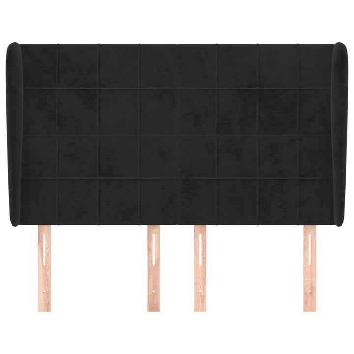 sengegavl med kanter 147x23x118/128 cm fløjl sort
