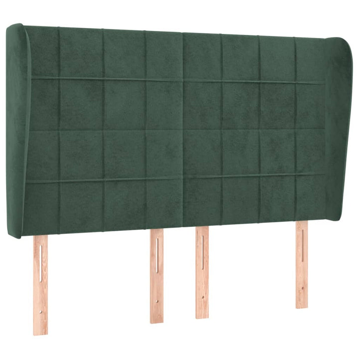 sengegavl med kanter 147x23x118/128 cm fløjl mørkegrøn