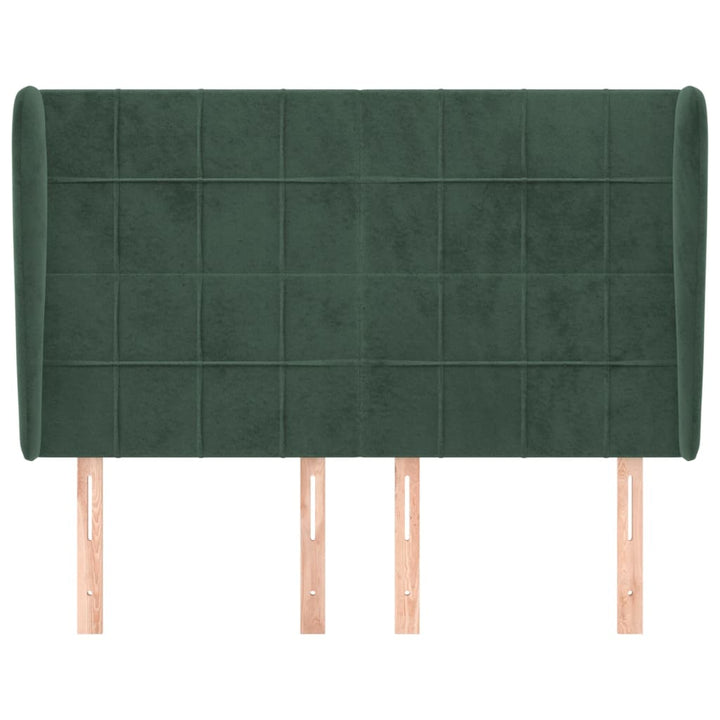 sengegavl med kanter 147x23x118/128 cm fløjl mørkegrøn