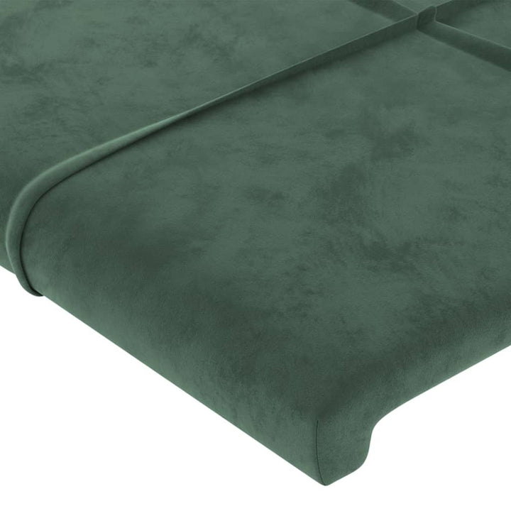sengegavl med kanter 147x23x118/128 cm fløjl mørkegrøn