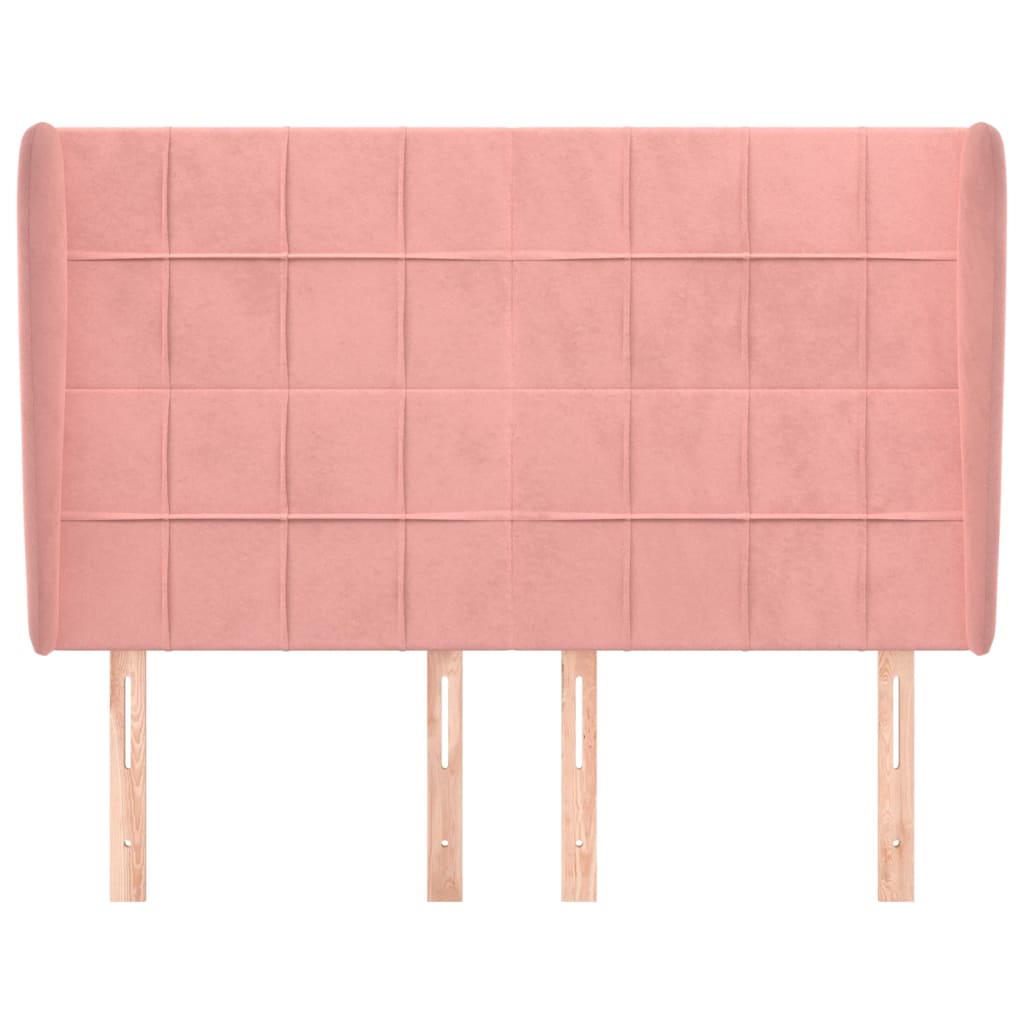 sengegavl med kanter 147x23x118/128 cm fløjl lyserød