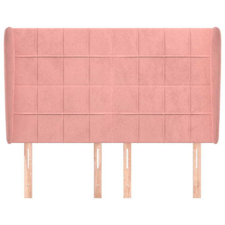 sengegavl med kanter 147x23x118/128 cm fløjl lyserød