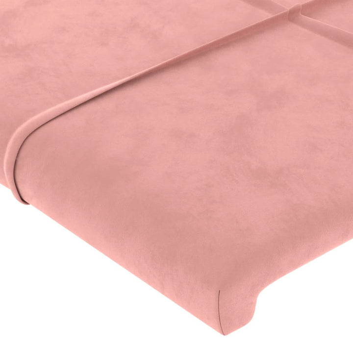 sengegavl med kanter 147x23x118/128 cm fløjl lyserød
