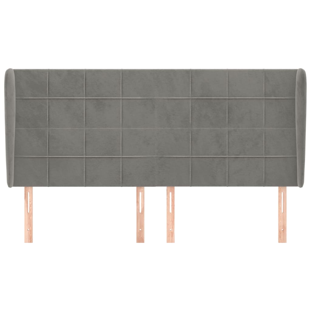 sengegavl med kanter 163x23x118/128 cm fløjl lysegrå
