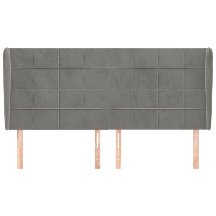 sengegavl med kanter 163x23x118/128 cm fløjl lysegrå
