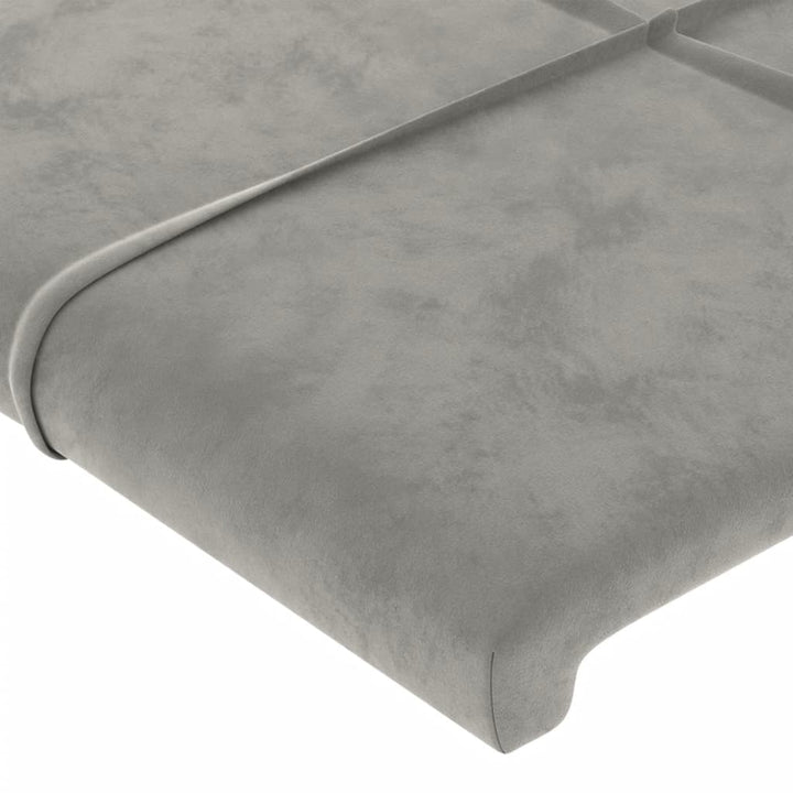 sengegavl med kanter 163x23x118/128 cm fløjl lysegrå