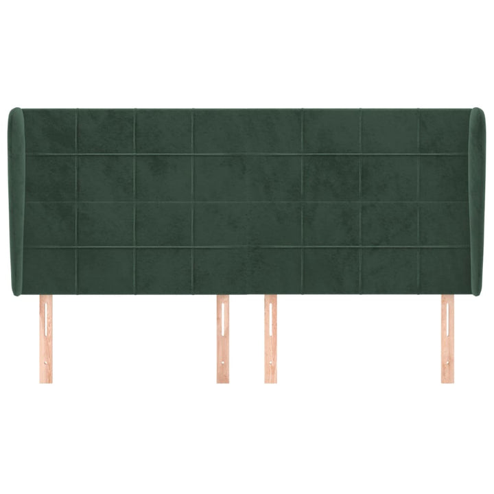 sengegavl med kanter 163x23x118/128 cm fløjl mørkegrøn