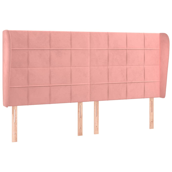 sengegavl med kanter 163x23x118/128 cm fløjl lyserød