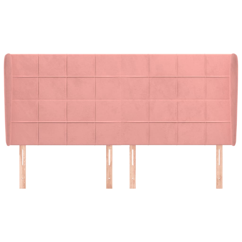 sengegavl med kanter 163x23x118/128 cm fløjl lyserød