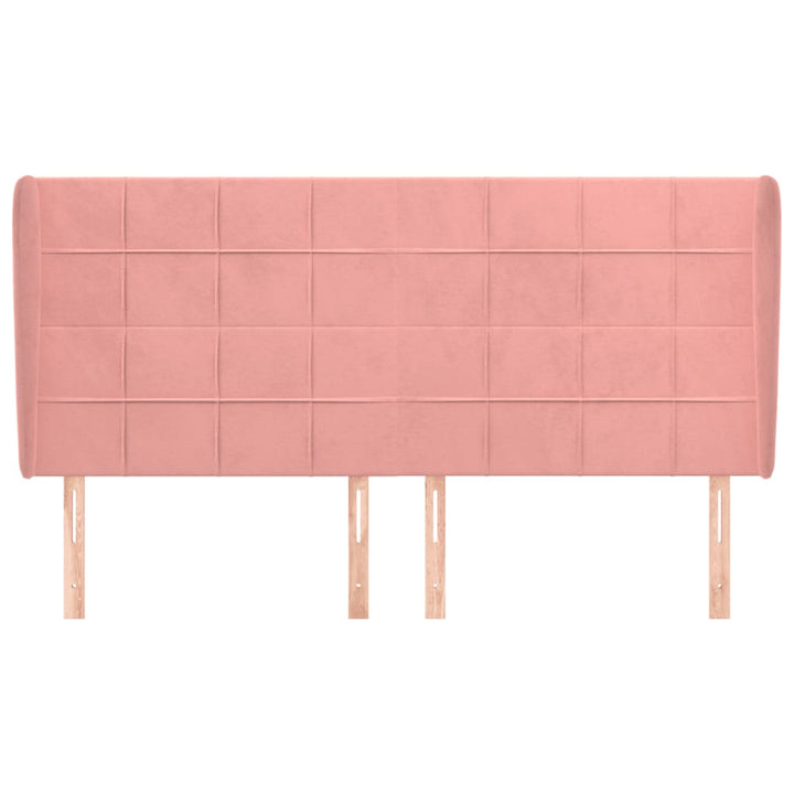 sengegavl med kanter 163x23x118/128 cm fløjl lyserød