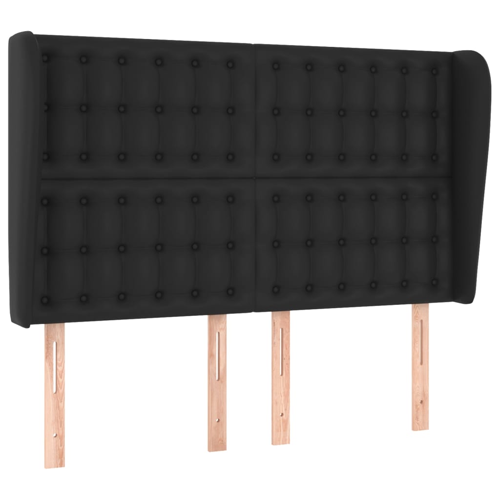 sengegavl med kanter 147x23x118/128 cm kunstlæder sort