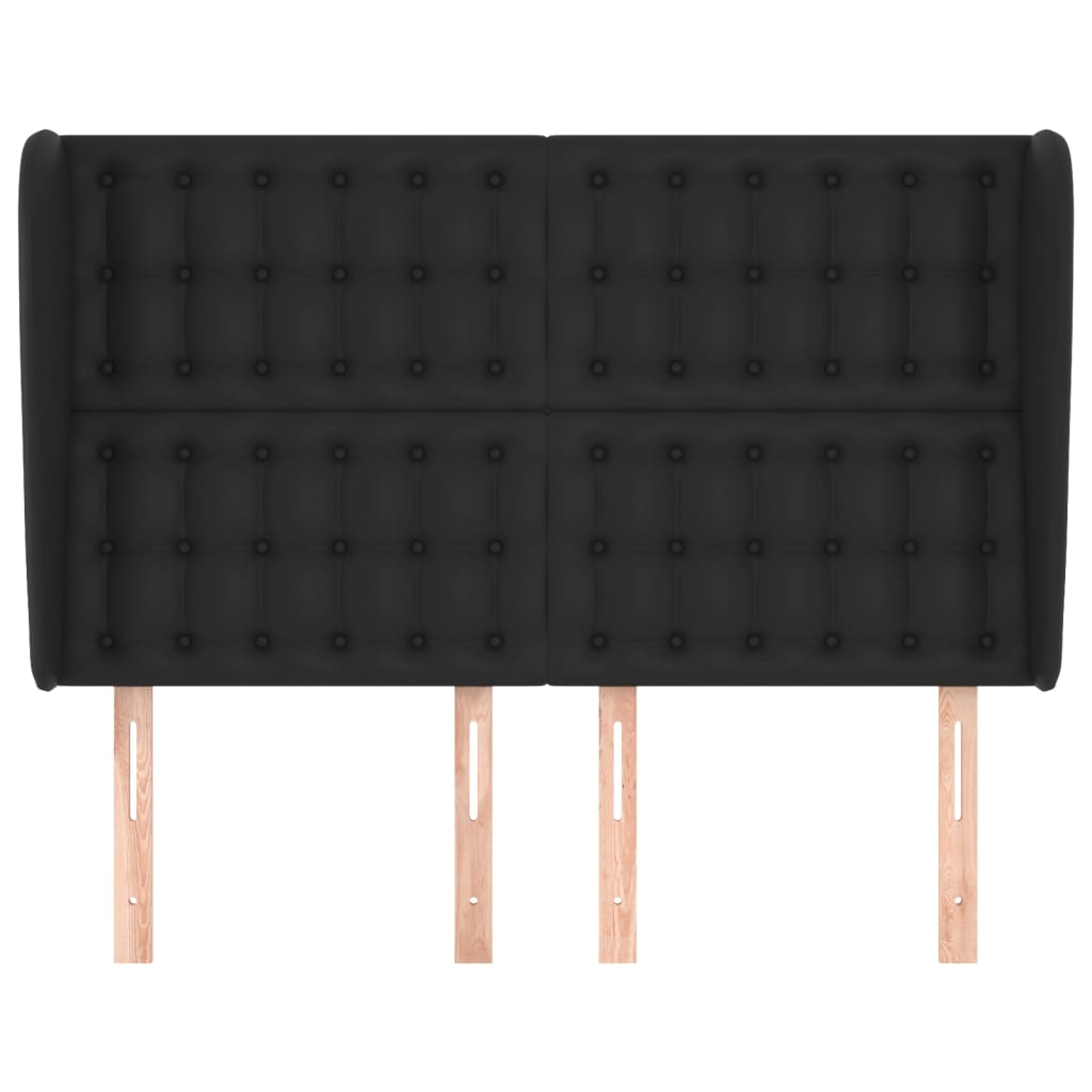 sengegavl med kanter 147x23x118/128 cm kunstlæder sort