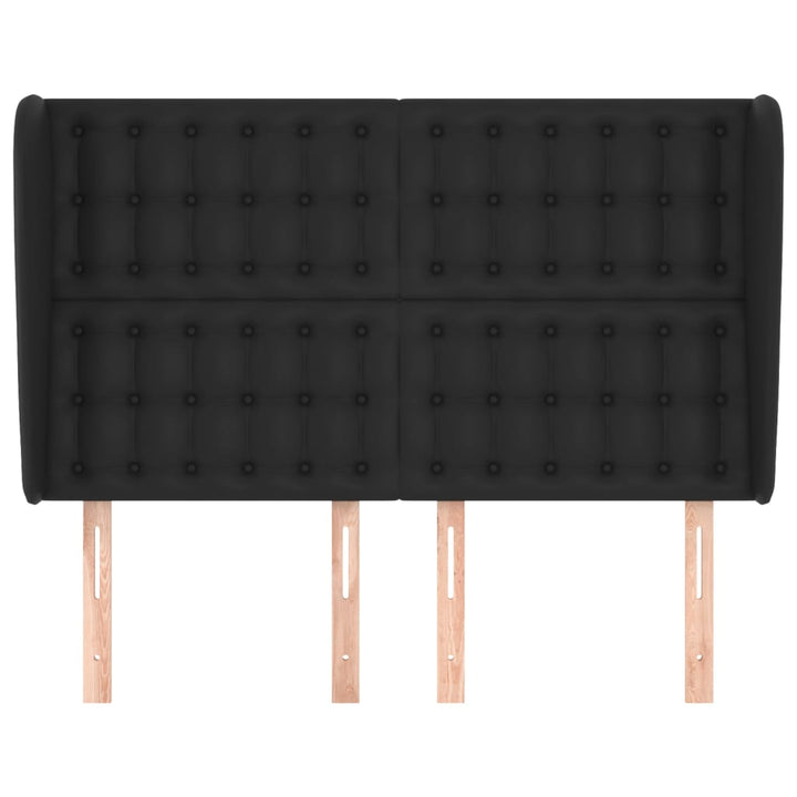 sengegavl med kanter 147x23x118/128 cm kunstlæder sort