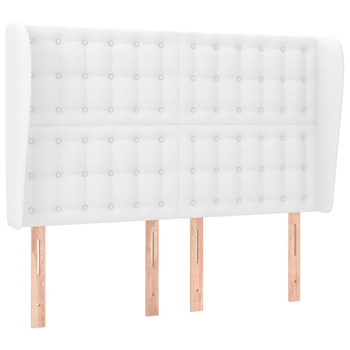 sengegavl med kanter 147x23x118/128 cm kunstlæder hvid