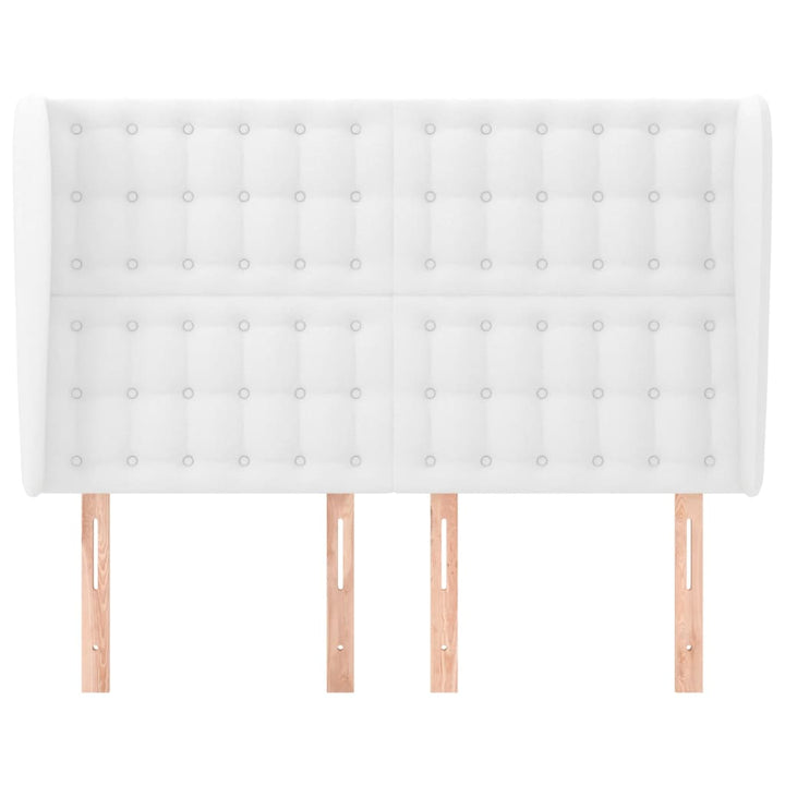 sengegavl med kanter 147x23x118/128 cm kunstlæder hvid