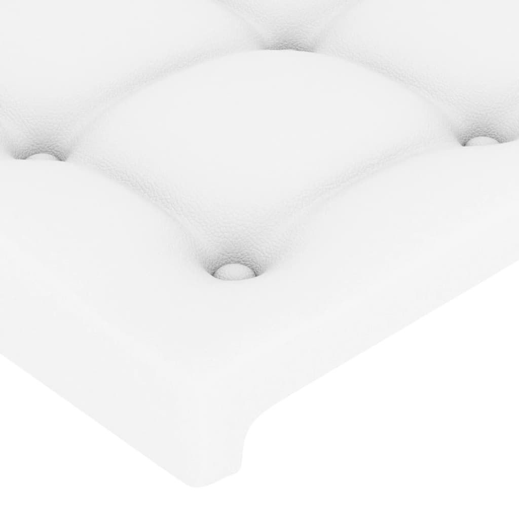 sengegavl med kanter 147x23x118/128 cm kunstlæder hvid