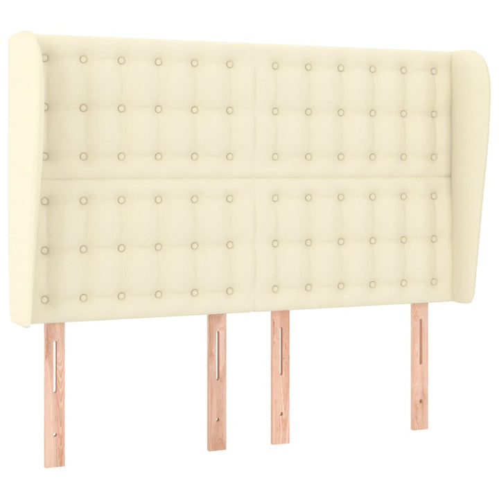 sengegavl med kanter 147x23x118/128 cm kunstlæder cremefarvet