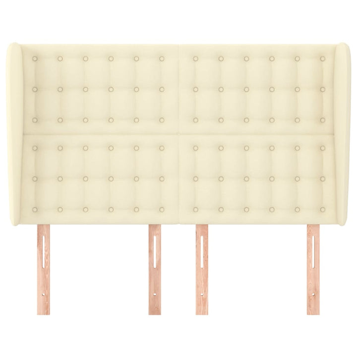 sengegavl med kanter 147x23x118/128 cm kunstlæder cremefarvet