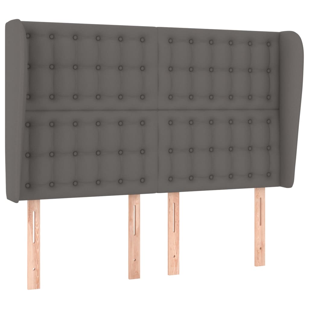 sengegavl med kanter 147x23x118/128 cm kunstlæder grå