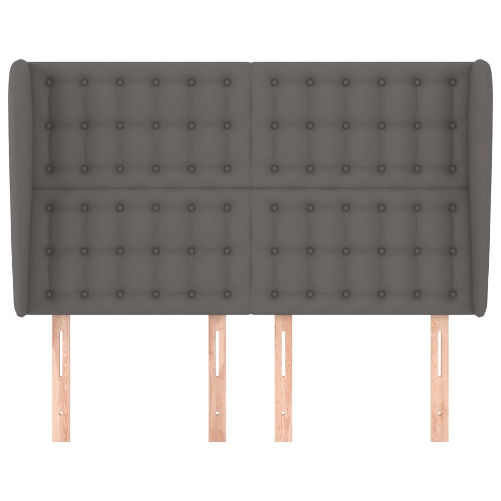 sengegavl med kanter 147x23x118/128 cm kunstlæder grå