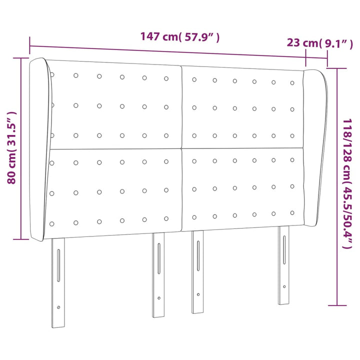 sengegavl med kanter 147x23x118/128 cm kunstlæder grå