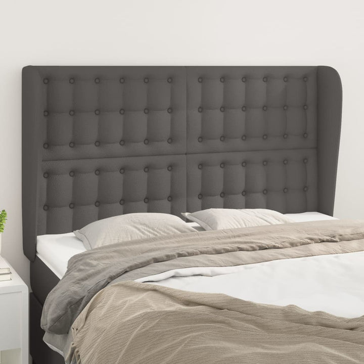 sengegavl med kanter 147x23x118/128 cm kunstlæder grå