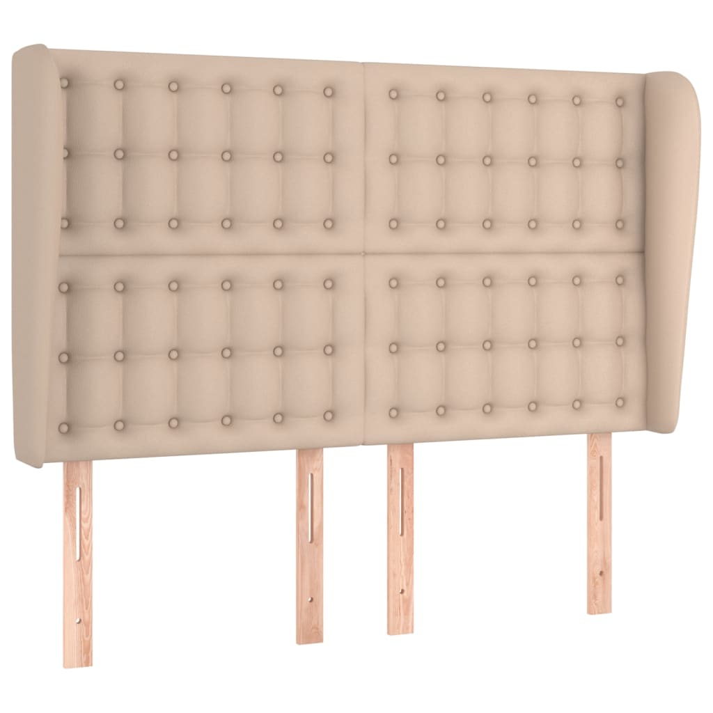 sengegavl med kanter 147x23x118/128 cm kunstlæder cappuccino