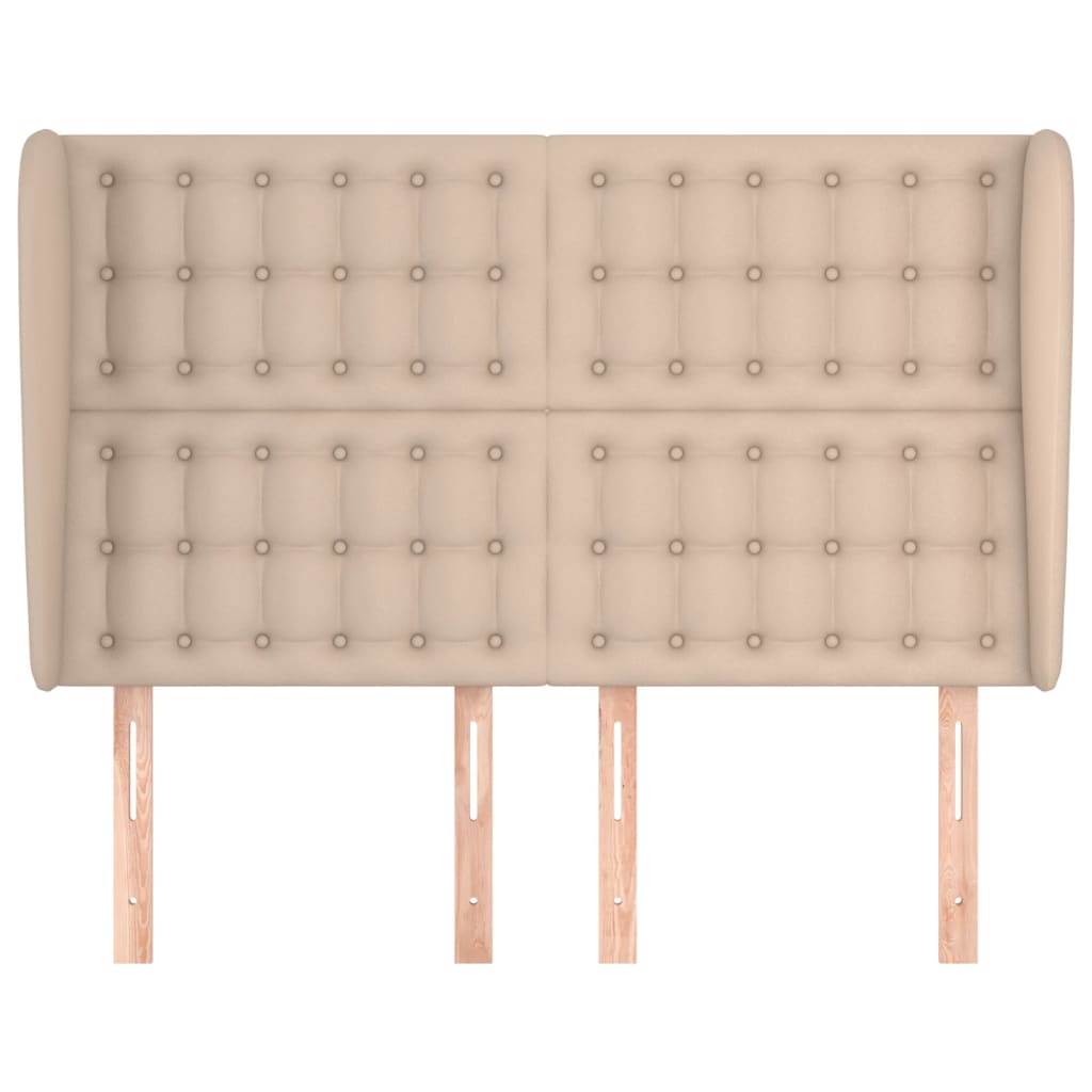 sengegavl med kanter 147x23x118/128 cm kunstlæder cappuccino