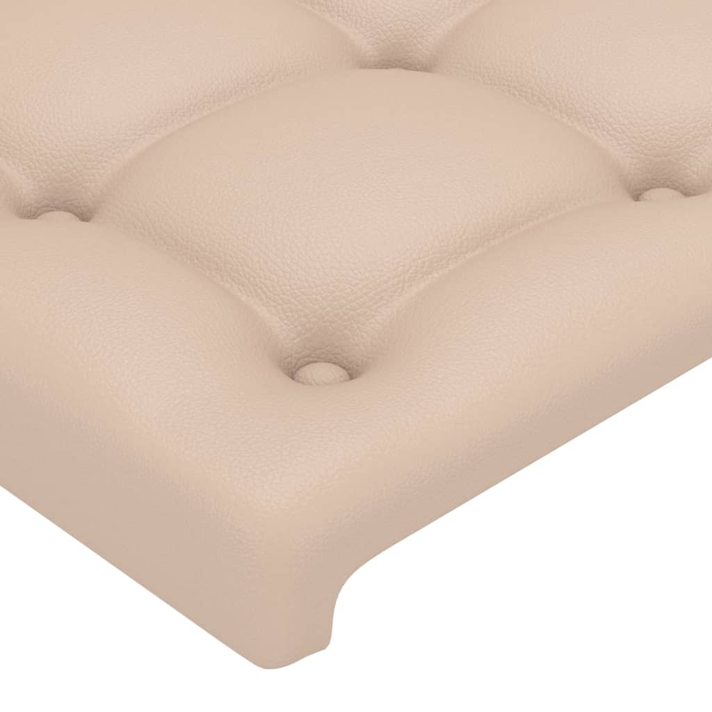 sengegavl med kanter 147x23x118/128 cm kunstlæder cappuccino