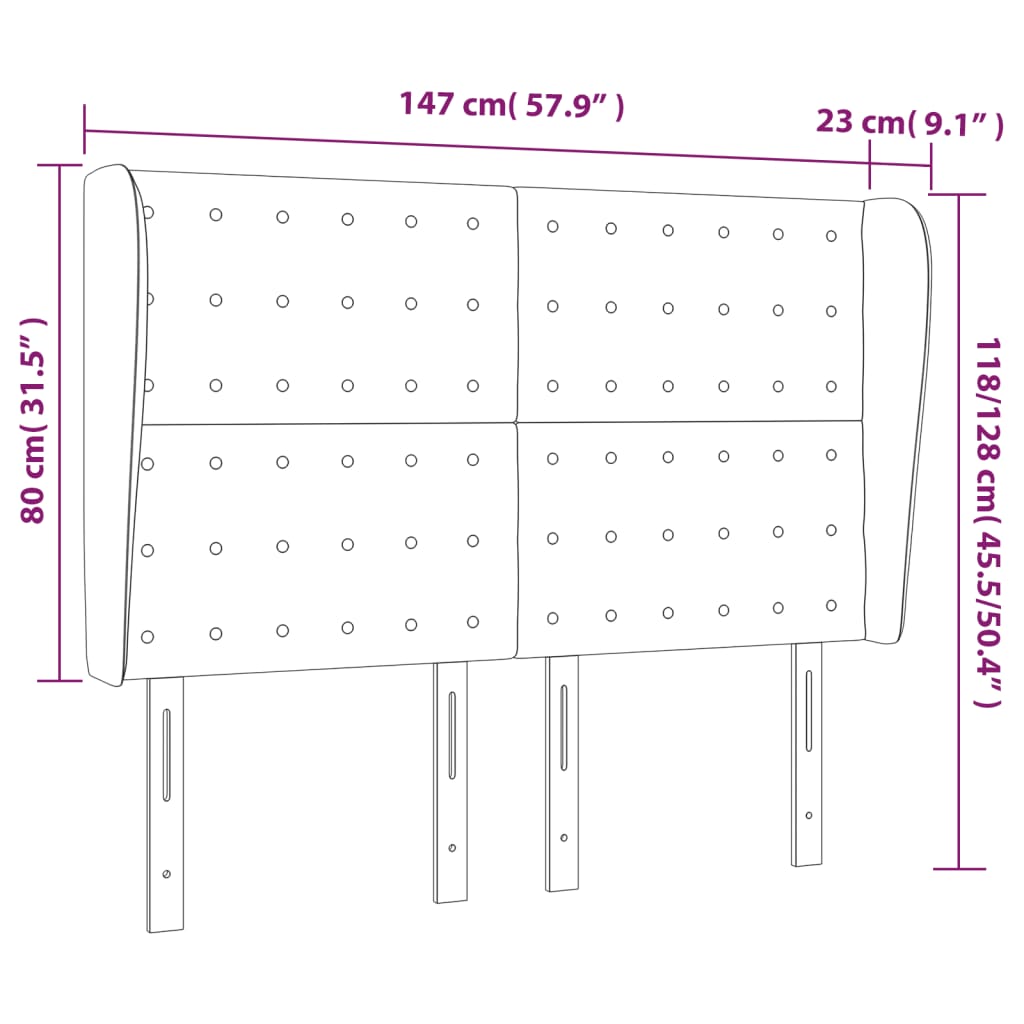 sengegavl med kanter 147x23x118/128 cm kunstlæder cappuccino