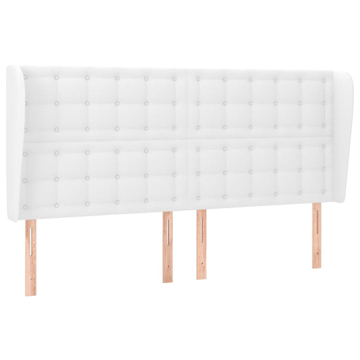 sengegavl med kanter 163x23x118/128 cm kunstlæder hvid