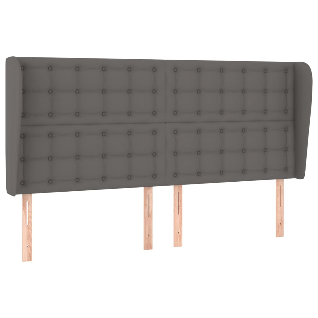 sengegavl med kanter 163x23x118/128 cm kunstlæder grå