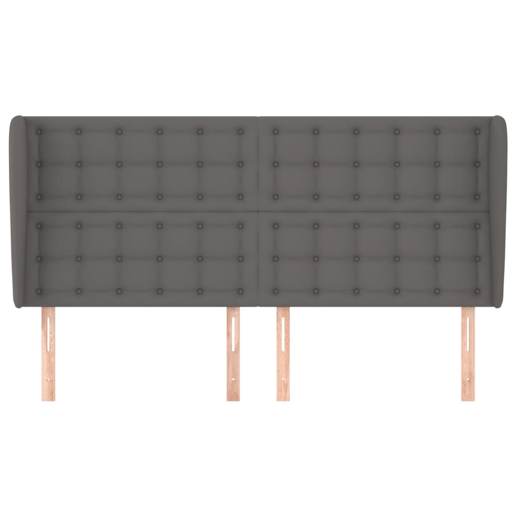 sengegavl med kanter 163x23x118/128 cm kunstlæder grå