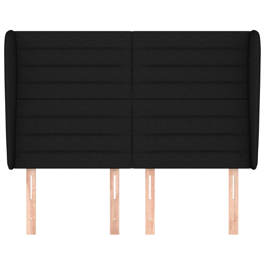 sengegavl med kanter 147x23x118/128 cm stof sort
