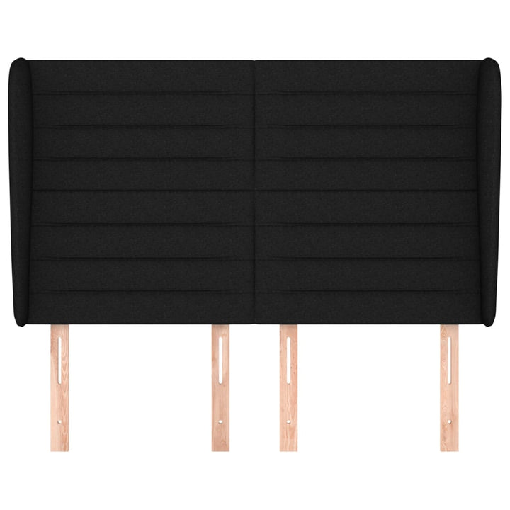 sengegavl med kanter 147x23x118/128 cm stof sort