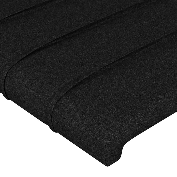 sengegavl med kanter 147x23x118/128 cm stof sort