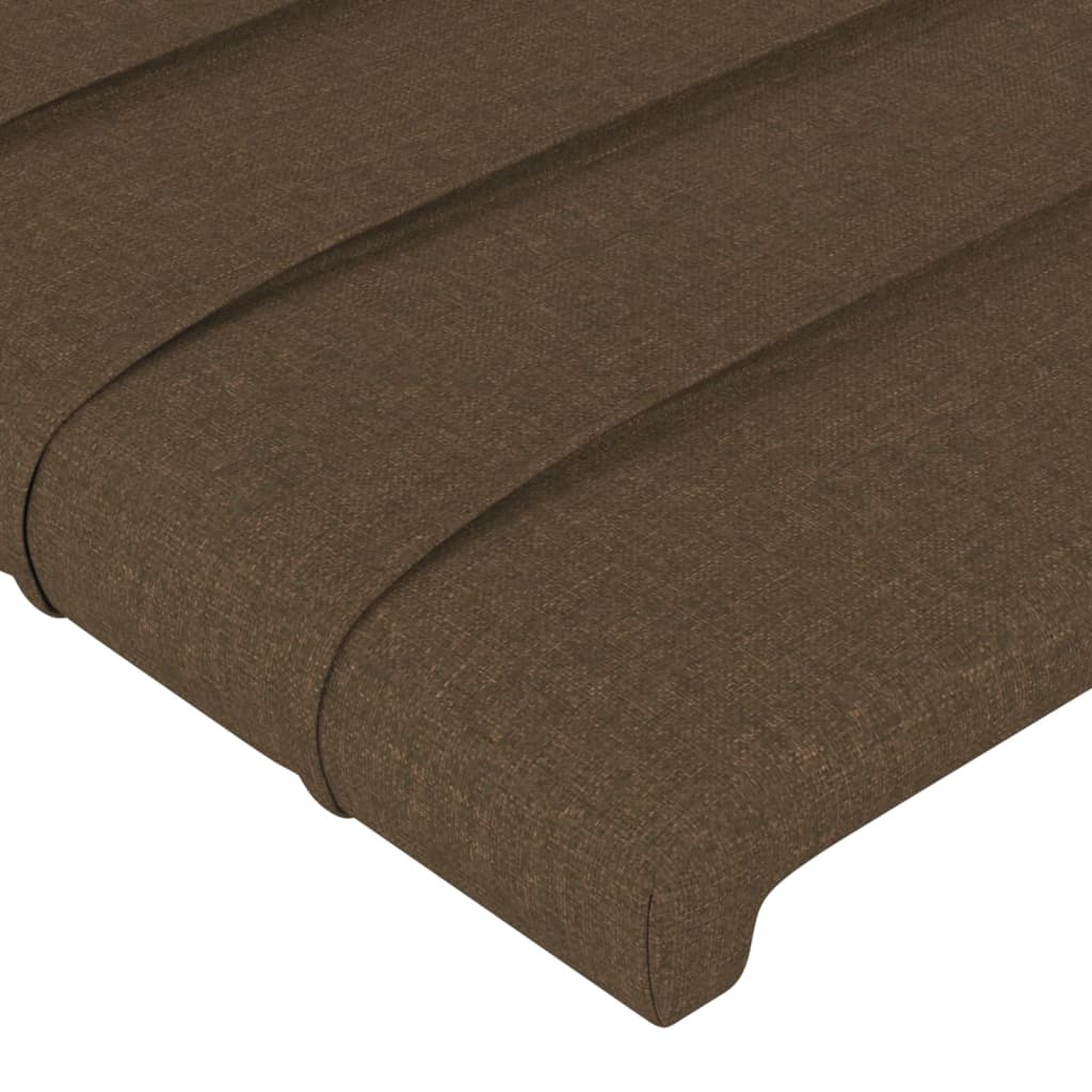 sengegavl med kanter 147x23x118/128 cm stof mørkebrun