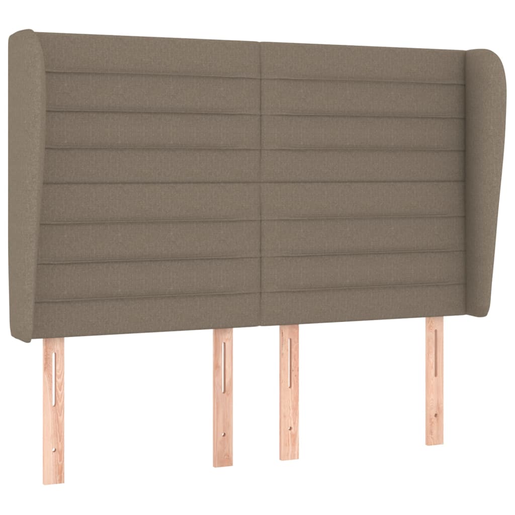 sengegavl med kanter 147x23x118/128 cm stof gråbrun