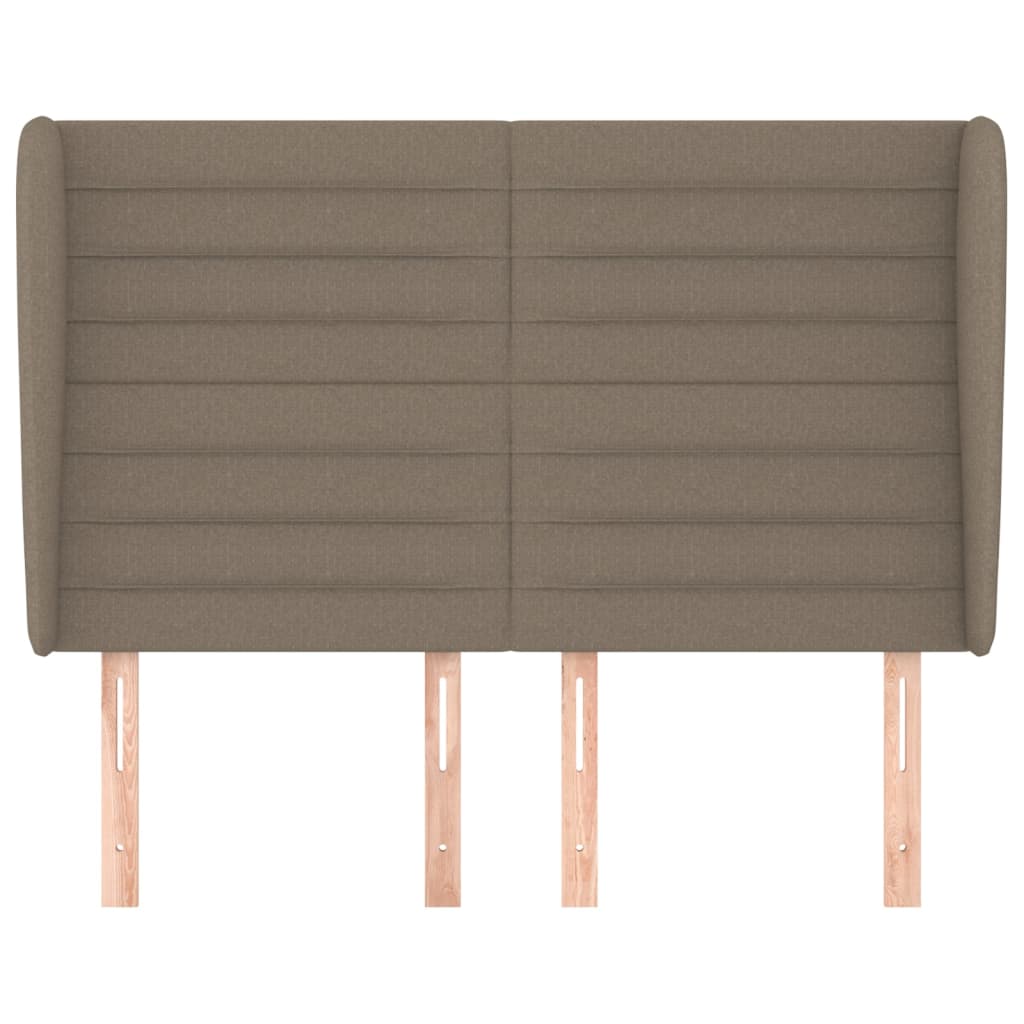 sengegavl med kanter 147x23x118/128 cm stof gråbrun