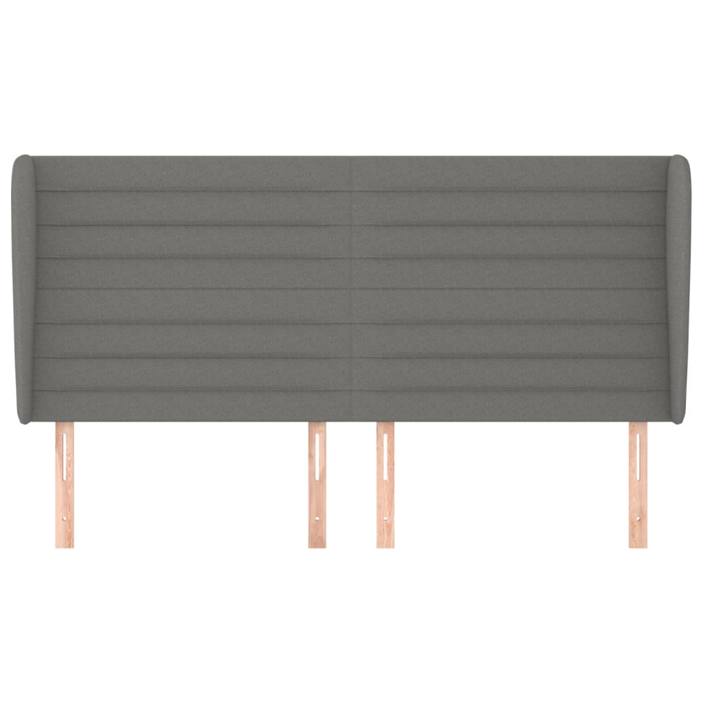 sengegavl med kanter 163x23x118/128 cm stof mørkegrå