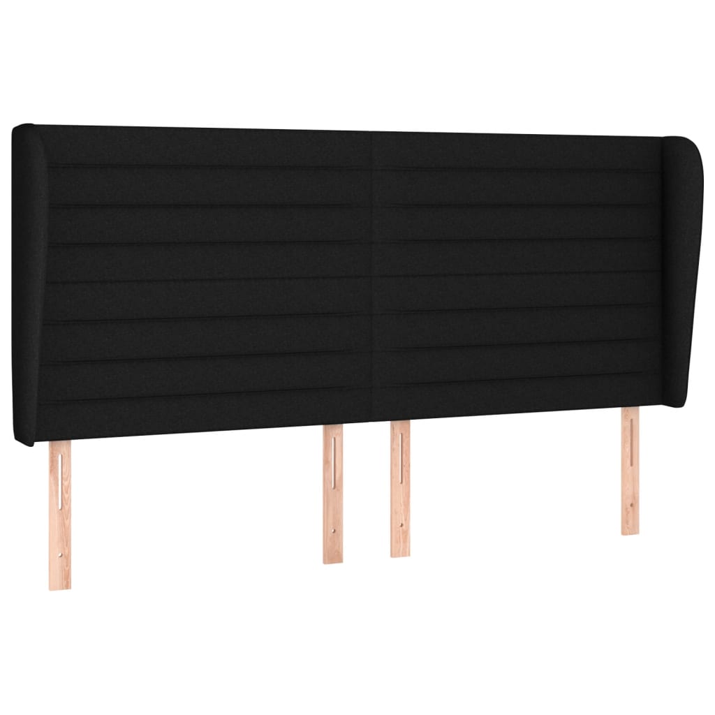 sengegavl med kanter 163x23x118/128 cm stof sort