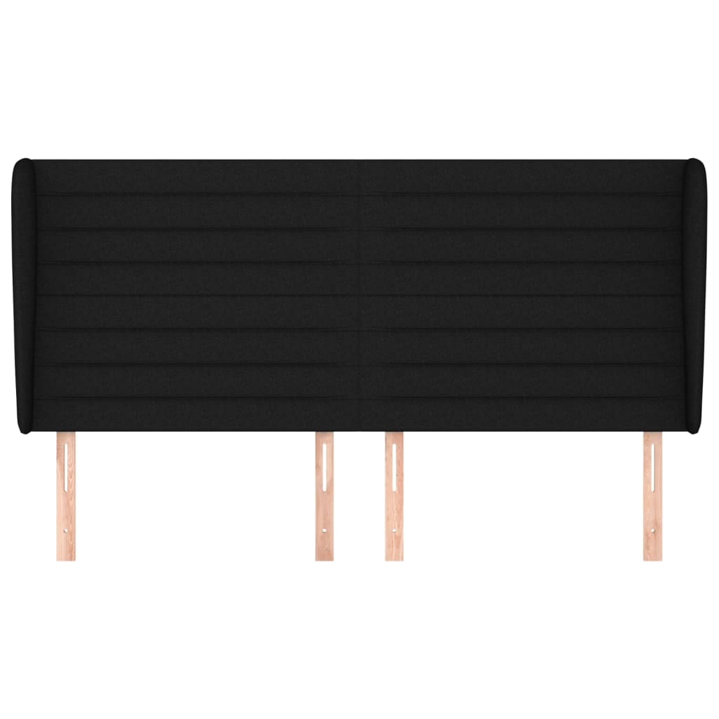 sengegavl med kanter 163x23x118/128 cm stof sort
