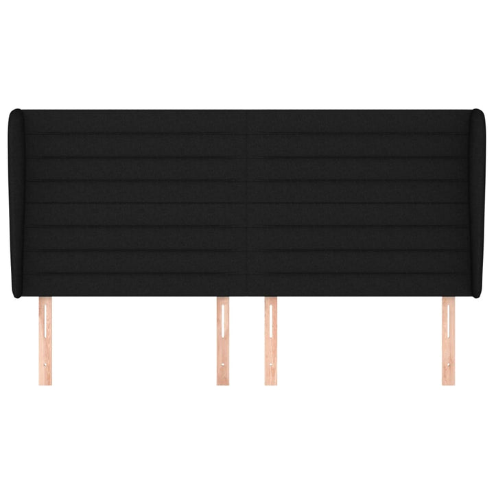 sengegavl med kanter 163x23x118/128 cm stof sort
