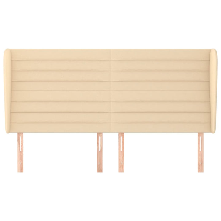 sengegavl med kanter 163x23x118/128 cm stof cremefarvet
