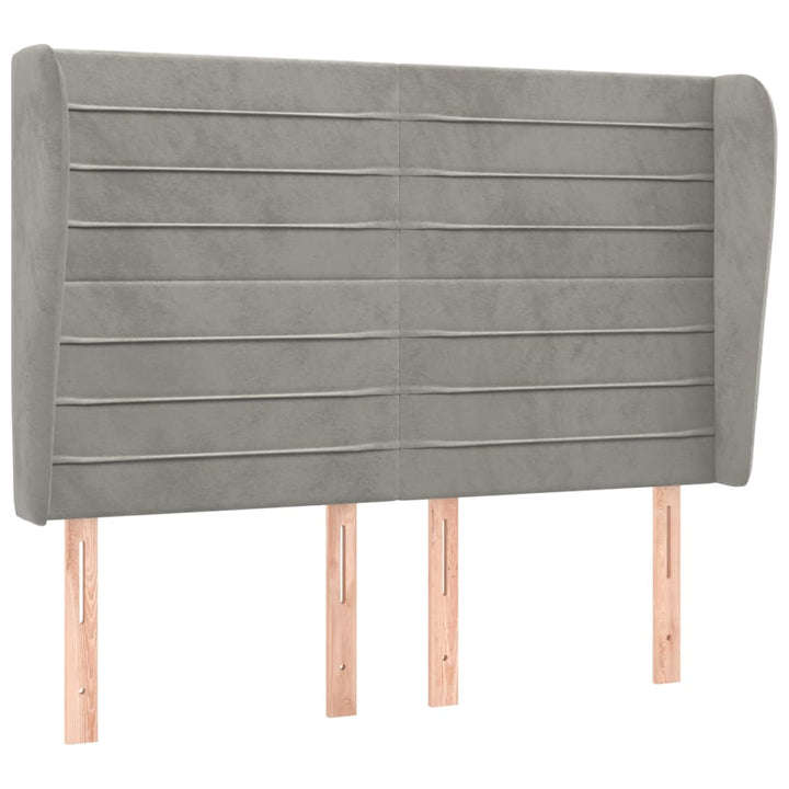 sengegavl med kanter 147x23x118/128 cm fløjl lysegrå