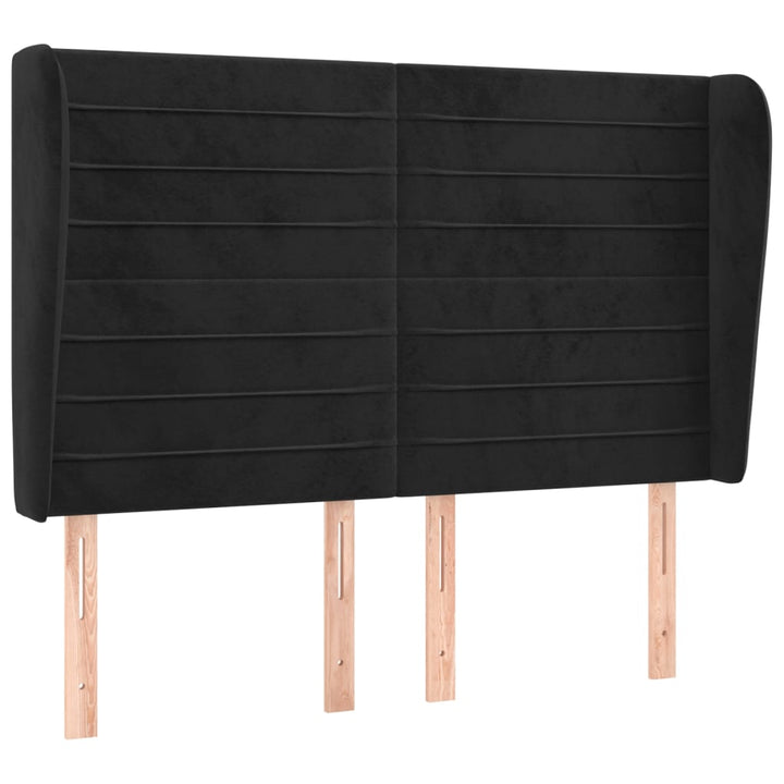 sengegavl med kanter 147x23x118/128 cm fløjl sort