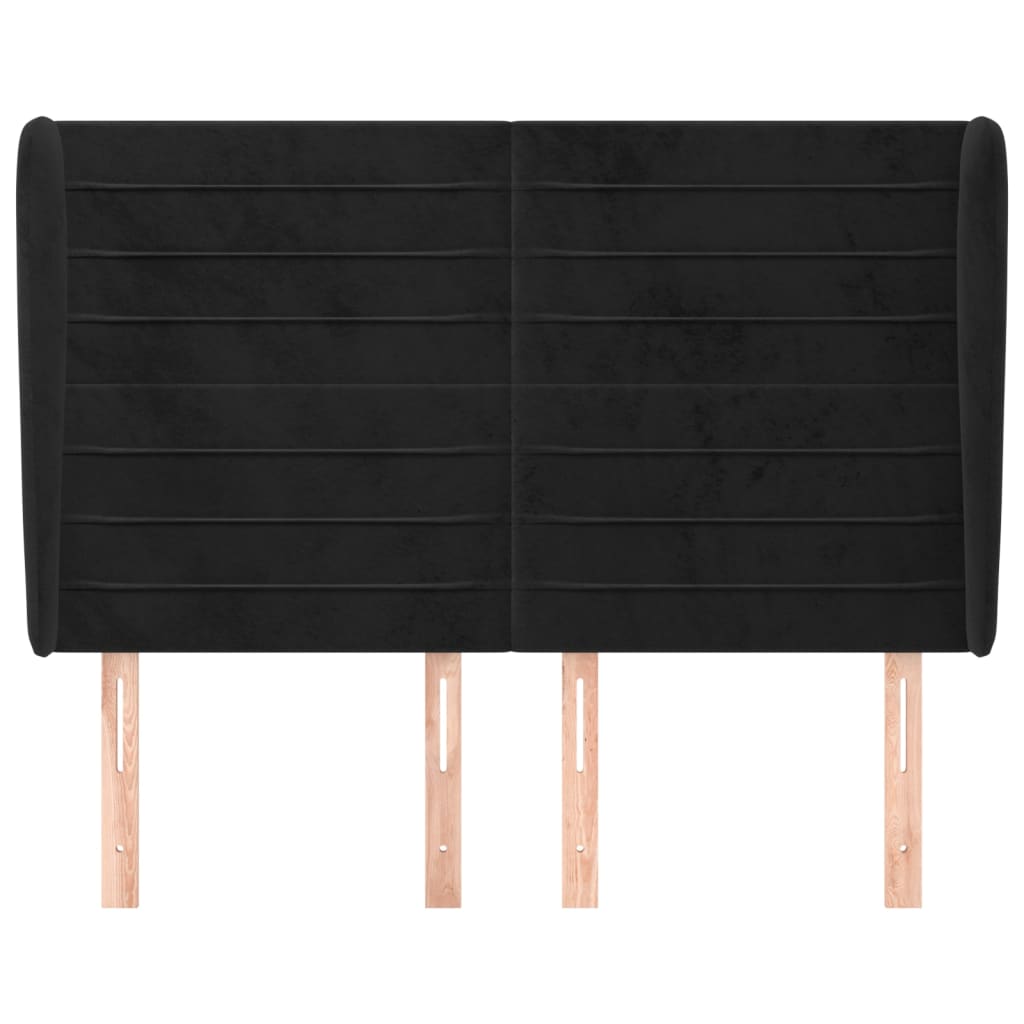 sengegavl med kanter 147x23x118/128 cm fløjl sort