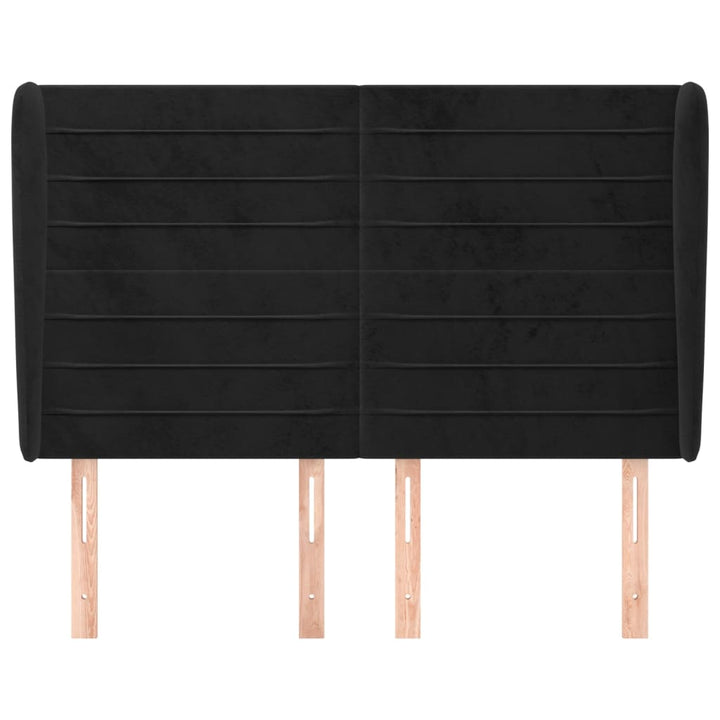 sengegavl med kanter 147x23x118/128 cm fløjl sort