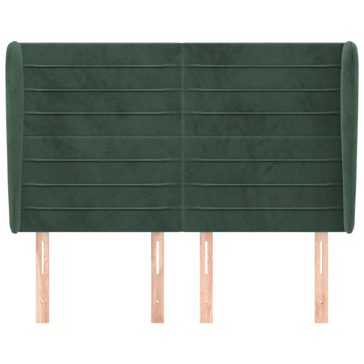sengegavl med kanter 147x23x118/128 cm fløjl mørkegrøn