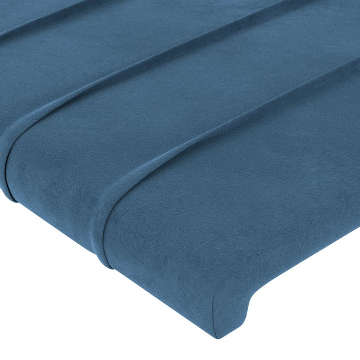 sengegavl med kanter 147x23x118/128 cm fløjl mørkeblå